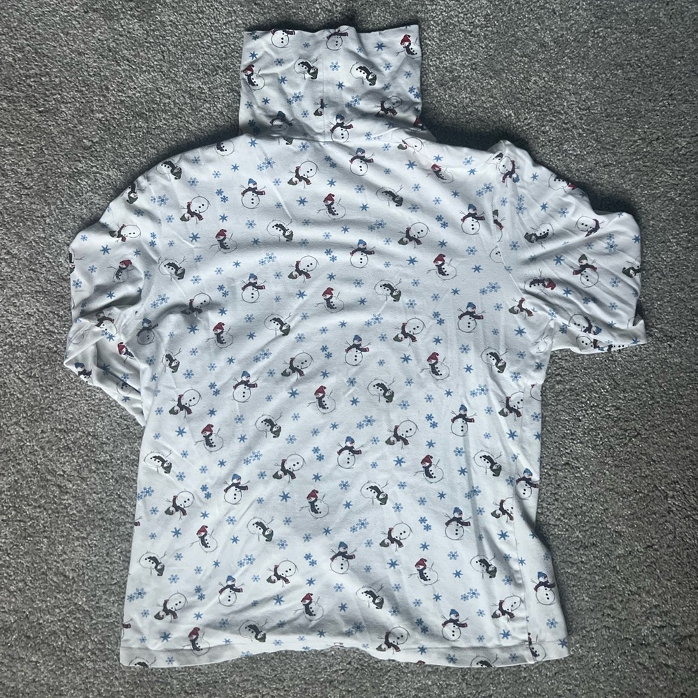 NorthCrest Woman’s Large (14-16) Snowman Print Turtleneck Long Sleeved Top - Picture 2 of 4